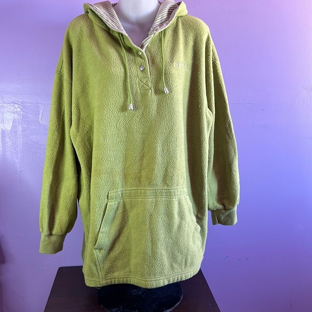 New York & Company Women’s Fleece Pullover Lime Green Size Large Cozy Soft